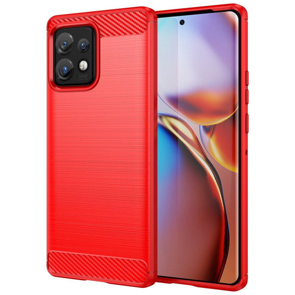 Motorola Edge 40 Pro Brushed Carbon Fiber Cover - Rød