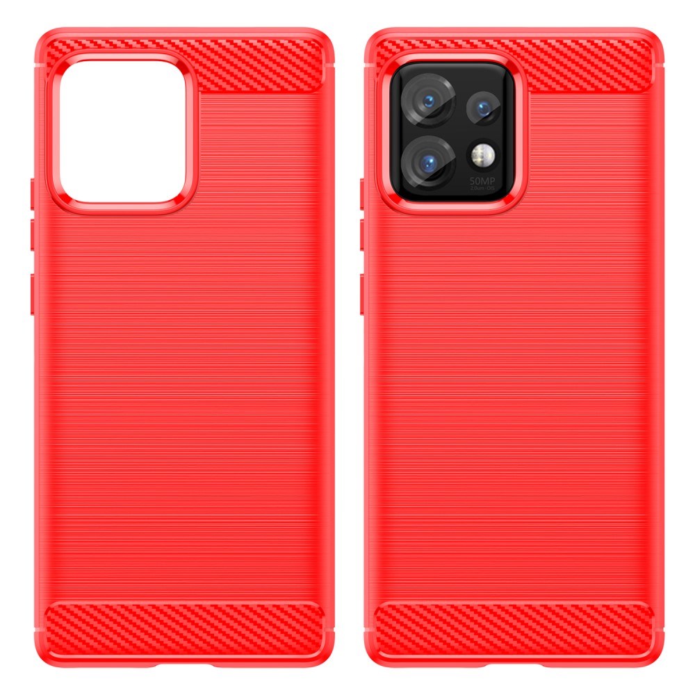 Motorola Edge 40 Pro Brushed Carbon Fiber Cover - Rød