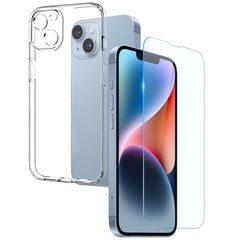 NORTHJO iPhone 14 2-i-1 Sæt Fleksibelt Plast Cover m. Hærdet Beskyttelsesglas - Gennemsigtig