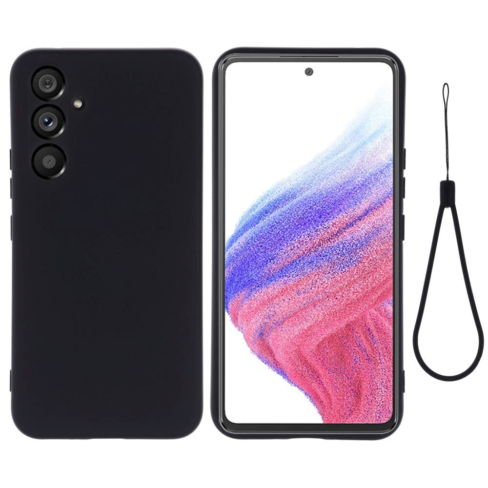 Samsung Galaxy A54 (5G) Liquid Silikone Cover m. Strop - Sort