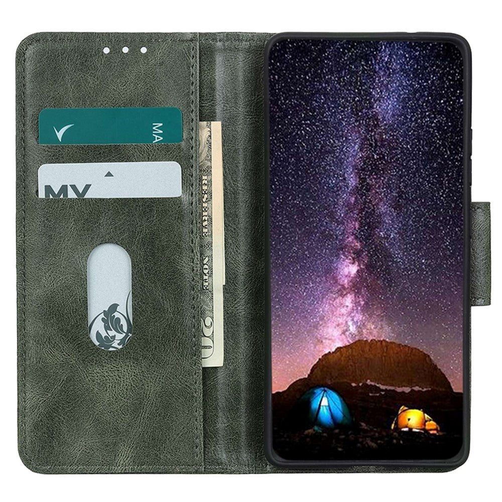 Motorola Edge 40 Pro Læder Cover m. Pung & Ståfunktion - Grøn
