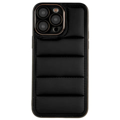 iPhone 14 Pro Max Læderbetrukket 3D Plastik Cover m. Kamera Beskyttelse - Sort