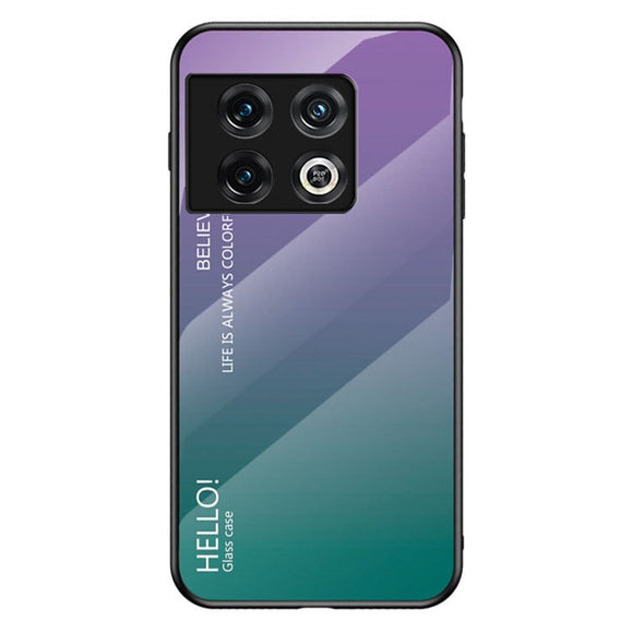 OnePlus 11 Cover m. Glas Bagside - Hello - Lilla / Grøn