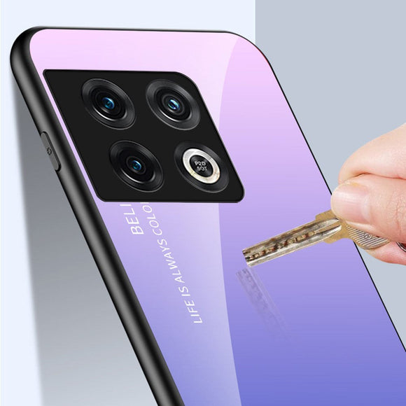 OnePlus 11 Cover m. Glas Bagside - Hello - Lilla / Grøn