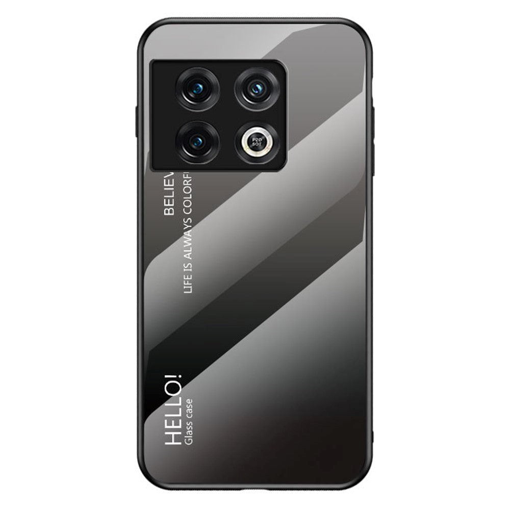 OnePlus 11 Cover m. Glas Bagside - Hello - Grå / Sort