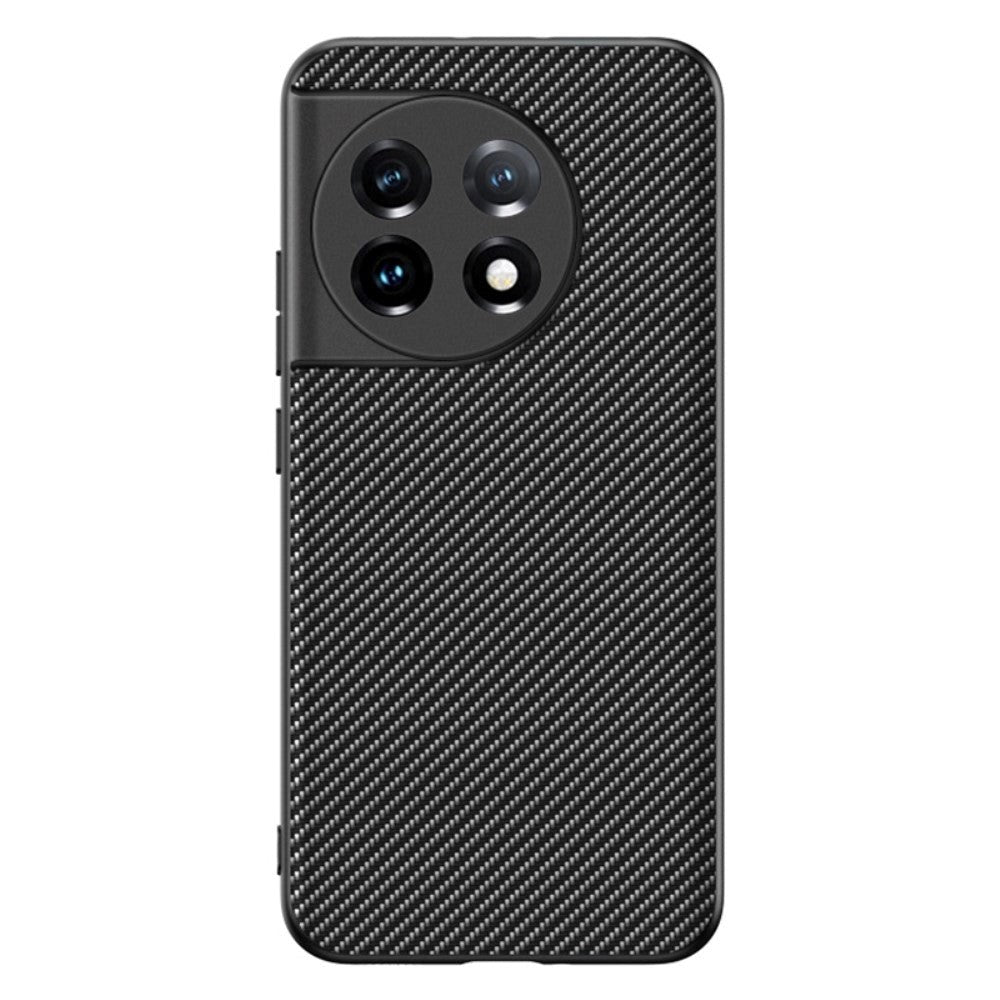 One Plus 11 Carbon Fiber Læderbetrukket Cover - Sort / Grå | MOBILCOVERS.DK
