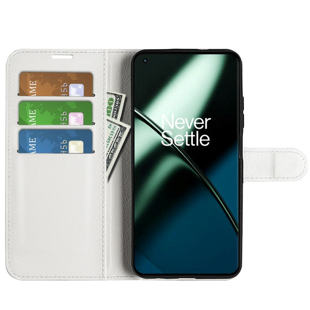 OnePlus 11 Litchi Læder Cover m. Pung - Hvid