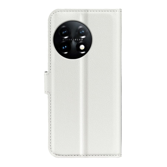 OnePlus 11 Litchi Læder Cover m. Pung - Hvid