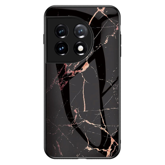OnePlus 11 Cover m. Glasbagside - Gold Black Marble