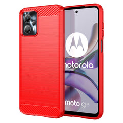 Motorola Moto G13 / G23 Brushed Carbon Fiber Cover - Rød