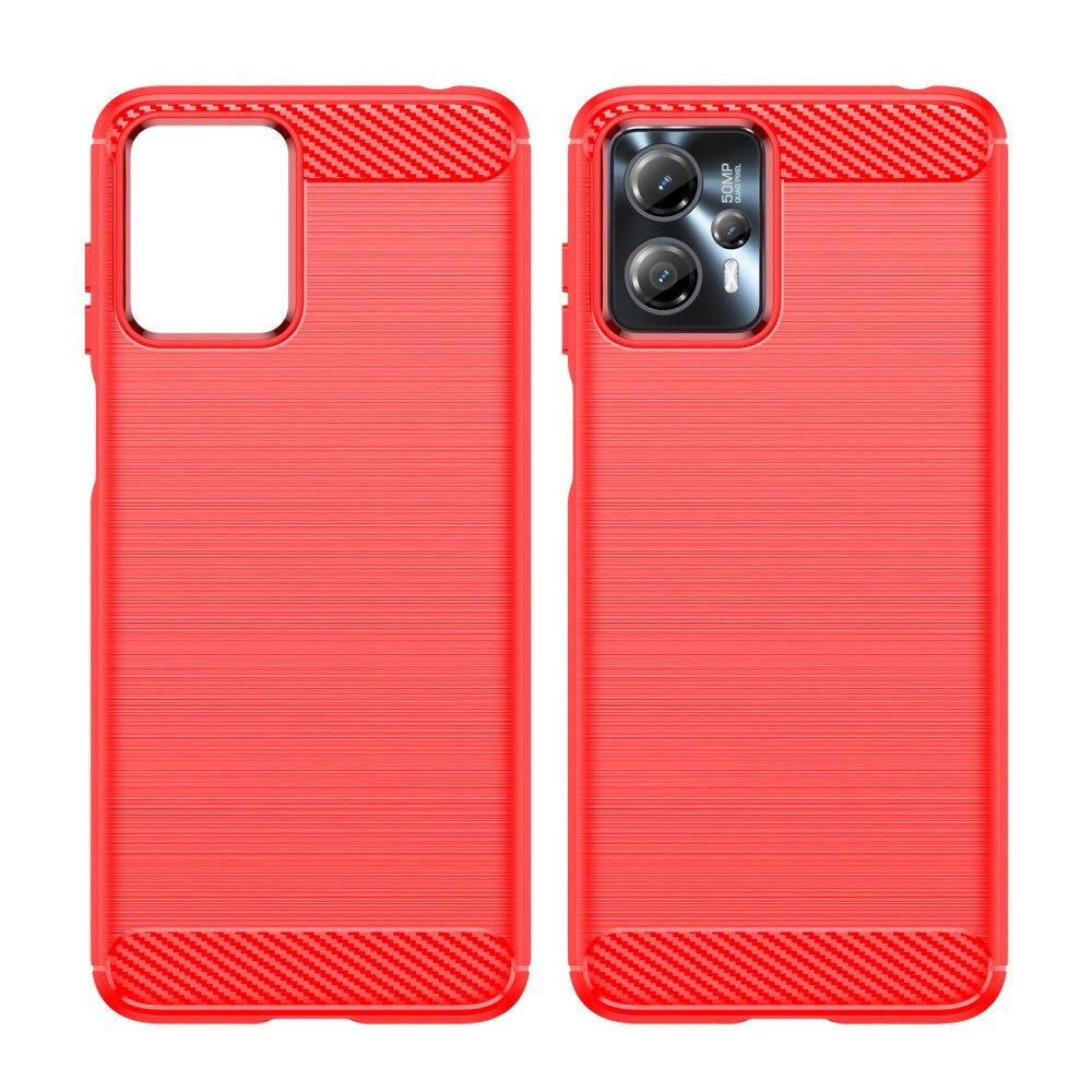 Motorola Moto G13 / G23 Brushed Carbon Fiber Cover - Rød