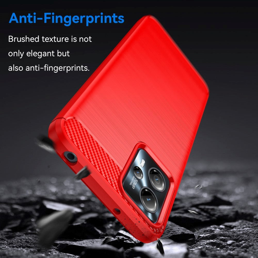 Motorola Moto G13 / G23 Brushed Carbon Fiber Cover - Rød