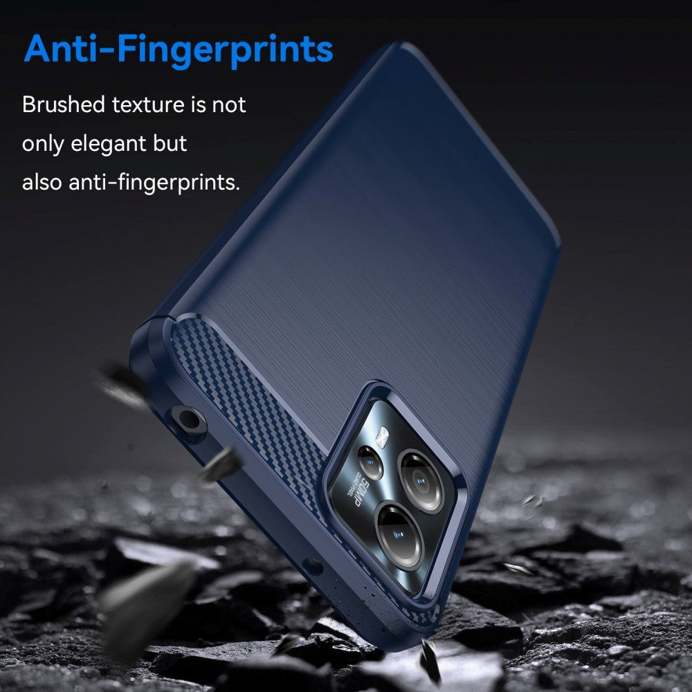 Motorola Moto G13 / G23 Brushed Carbon Fiber Cover - Blå