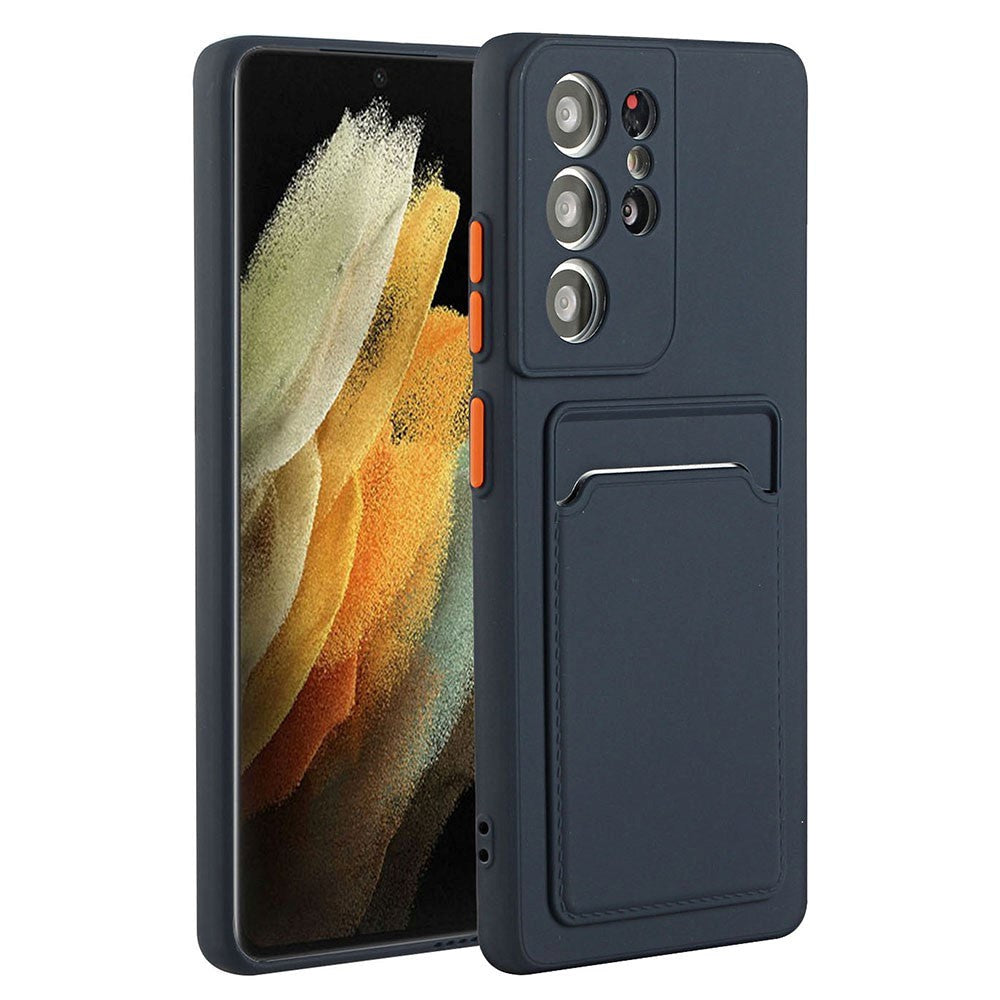 Samsung Galaxy S23 Ultra Fleksibel Plastik Cover m. Kortholder - Blå