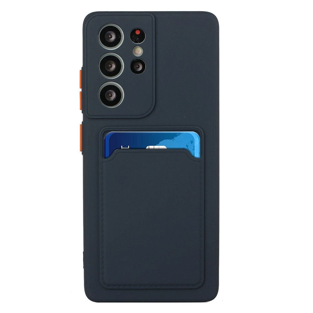 Samsung Galaxy S23 Ultra Fleksibel Plastik Cover m. Kortholder - Blå