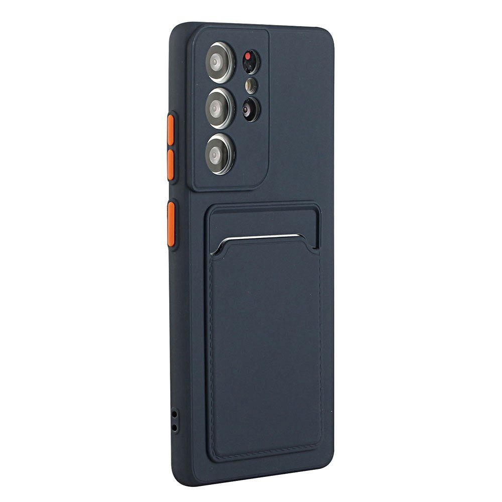 Samsung Galaxy S23 Ultra Fleksibel Plastik Cover m. Kortholder - Blå