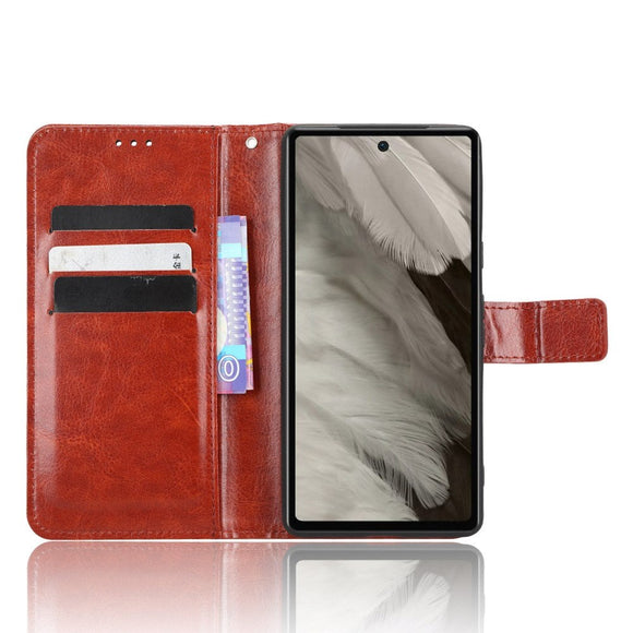 Google Pixel 7A Læder Cover m. Pung og Strop - Brun