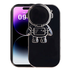 iPhone 14 Pro Fleksibel Plastik Cover m. 3D Astronaut Figur og Kamera Beskyttelse - Sort / Guld