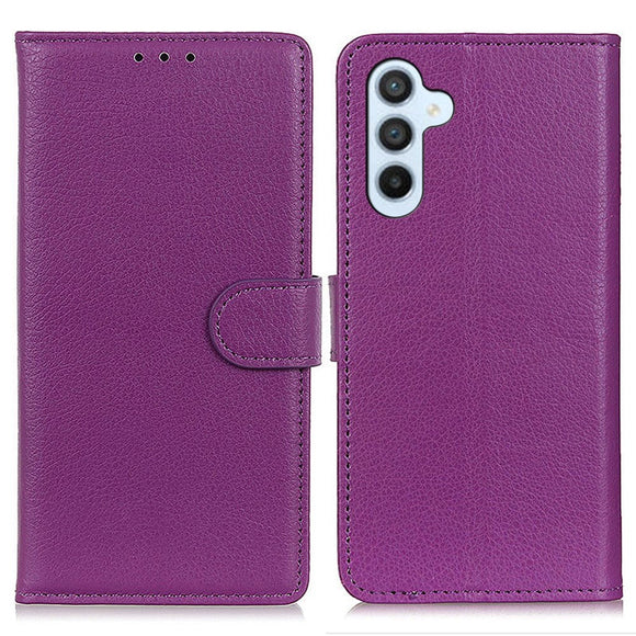Samsung Galaxy A24 Litchi Læder Cover m. Pung - Lilla
