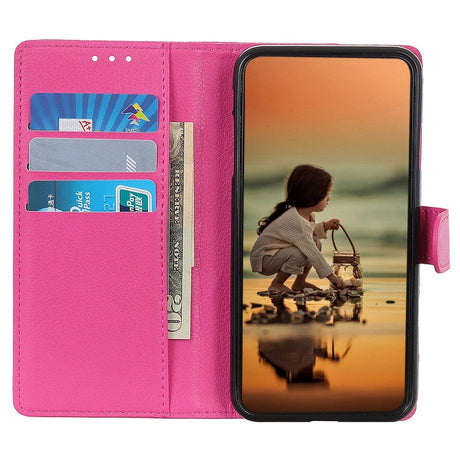 Samsung Galaxy A24 Litchi Læder Cover m. Pung - Lyserød