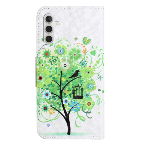 Samsung Galaxy A24 Læder Cover m. Pung & Ståfunktion - Grønt Træ
