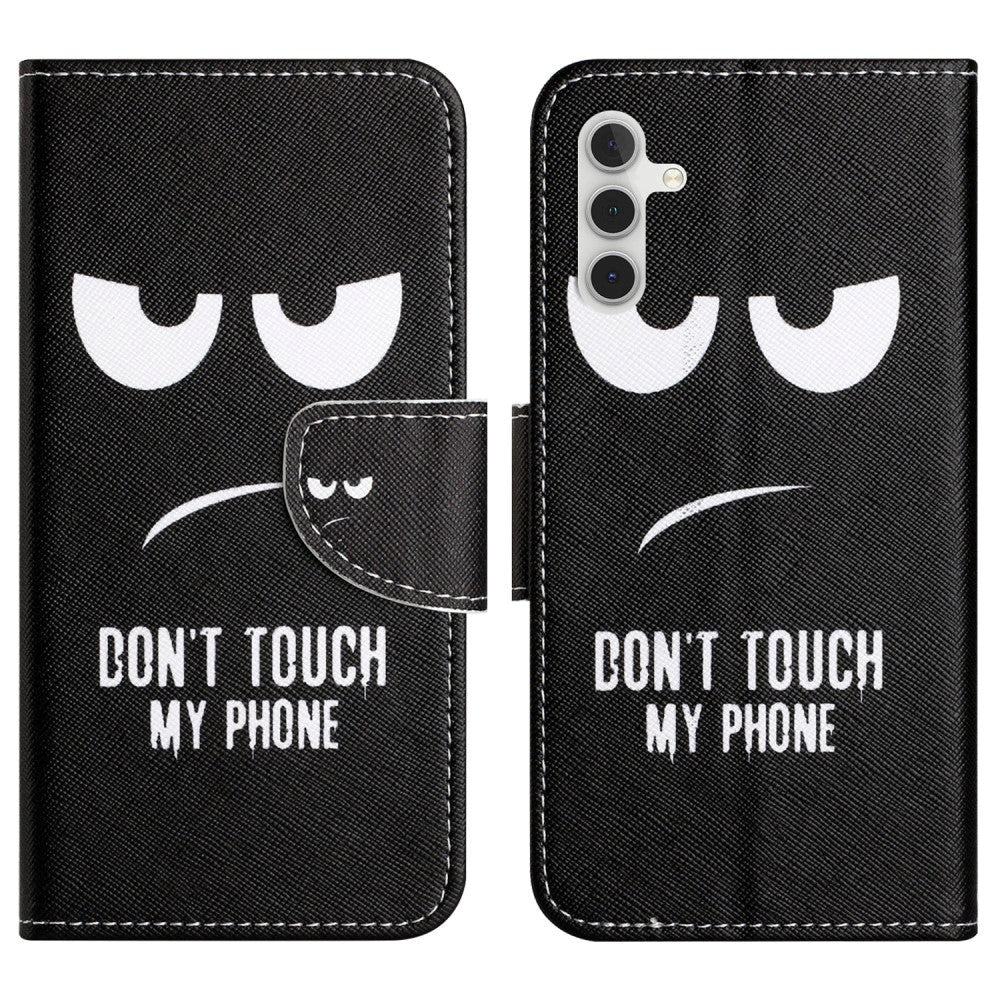 Samsung Galaxy A24 Læder Cover m. Pung & Ståfunktion - "Dont Touch My phone"