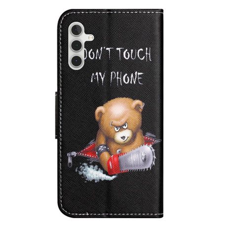 Samsung Galaxy A24 Læder Cover m. Pung & Ståfunktion - "Dont Touch My phone" Bjørn