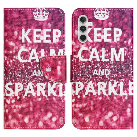 Samsung Galaxy A24 Læder Cover m. Pung & Ståfunktion - "Keep Calm and Sparkle"