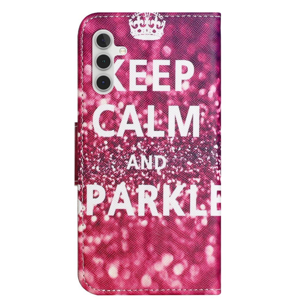 Samsung Galaxy A24 Læder Cover m. Pung & Ståfunktion - "Keep Calm and Sparkle"