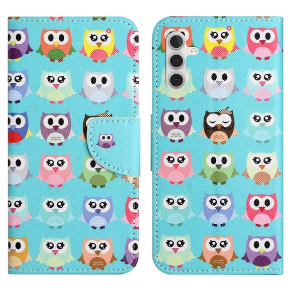 Samsung Galaxy A24 Læder Cover m. Pung & Ståfunktion - Ugler