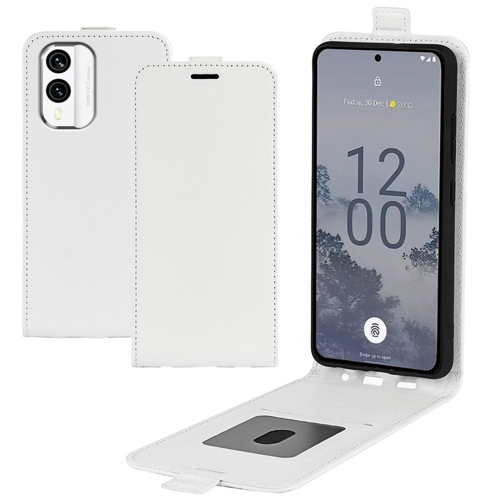 Nokia X30 Vertikalt Læder Cover m. Kortholder - Hvid