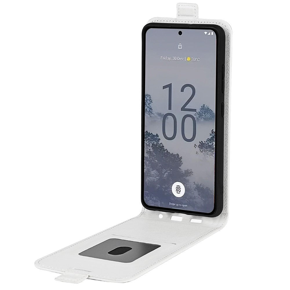 Nokia X30 Vertikalt Læder Cover m. Kortholder - Hvid