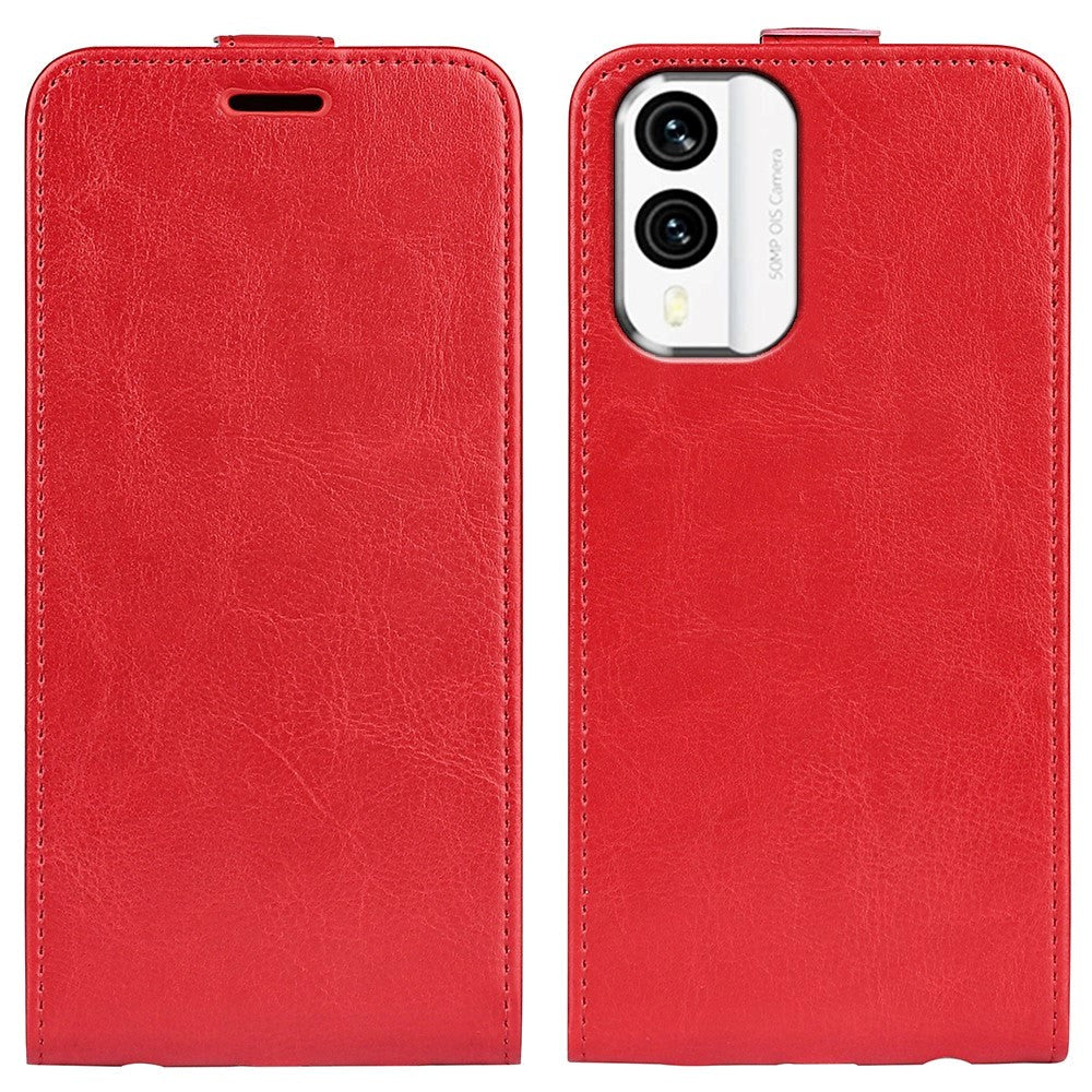 Nokia X30 Vertikalt Læder Cover m. Kortholder - Rød