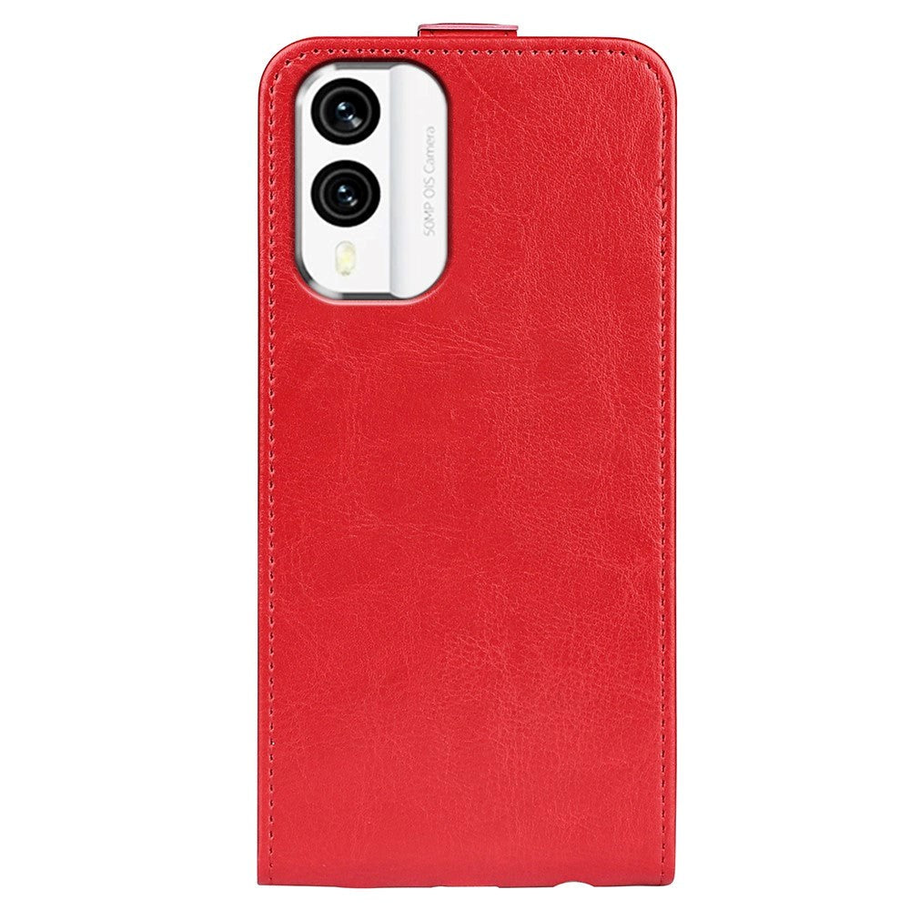 Nokia X30 Vertikalt Læder Cover m. Kortholder - Rød
