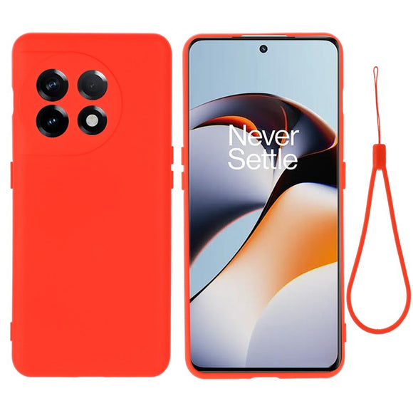 OnePlus 11 Liquid Silikone Cover m. Strop - Rød