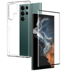 NORTHJO Samsung Galaxy S22 Ultra 2-i-1 Sæt Fleksibelt Plast Cover m. Hærdet Beskyttelsesglas - Gennemsigtig