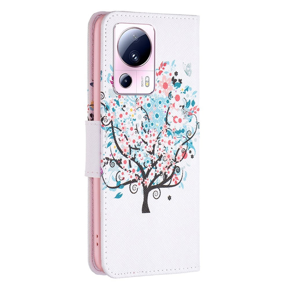 Xiaomi 13 Lite Læder Cover m. Pung - Blomstertræ