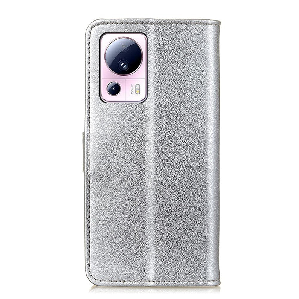 Xiaomi 13 Lite Blødt Læder Cover m. Pung - Sølv