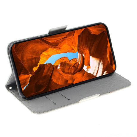 Sony Xperia 1 V Læder Cover m. Print - Hvide Blomster