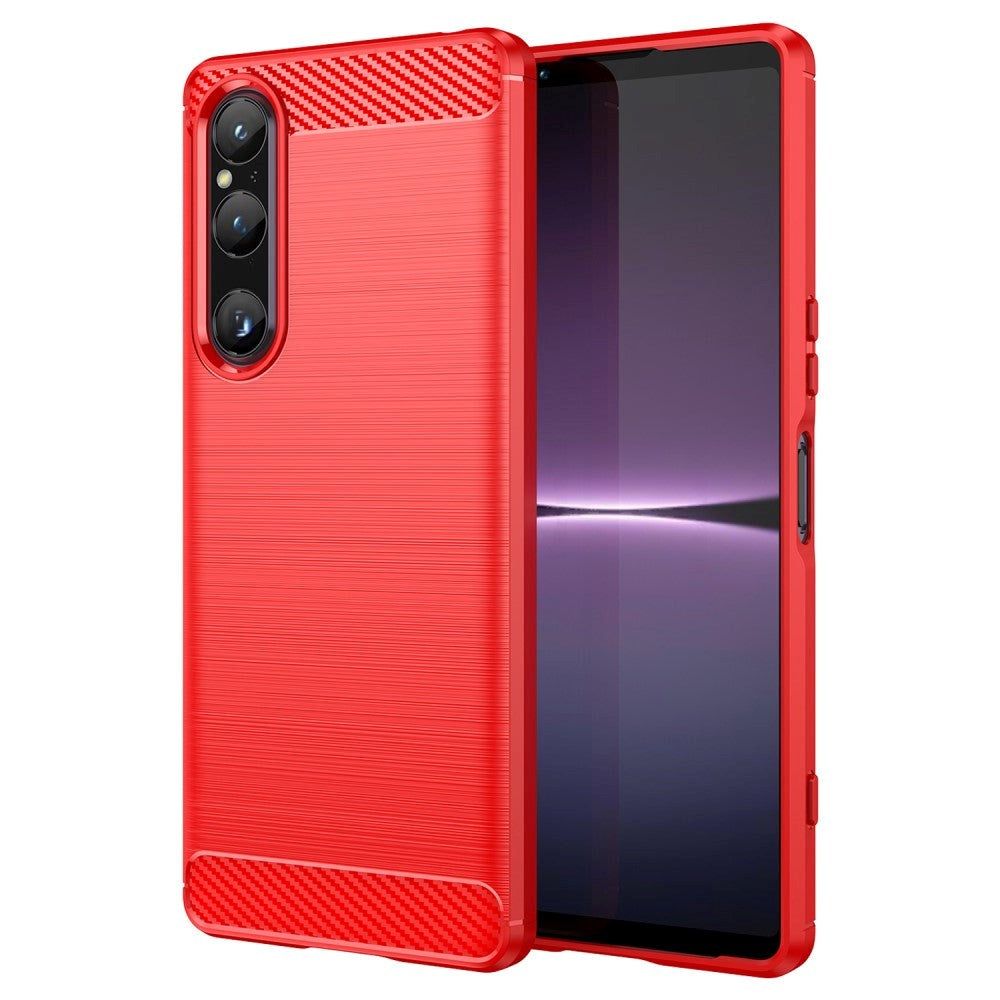 Sony Xperia 1 V Brushed Carbon Cover - Rød