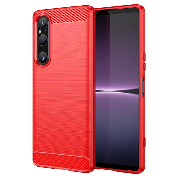 Sony Xperia 1 V Brushed Carbon Cover - Rød
