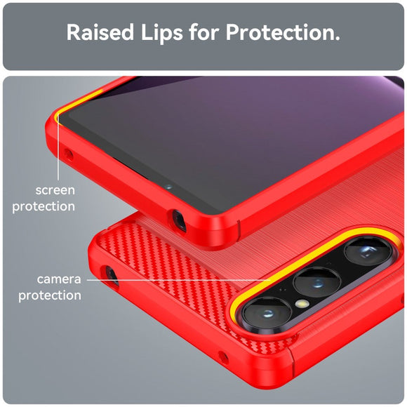 Sony Xperia 1 V Brushed Carbon Cover - Rød