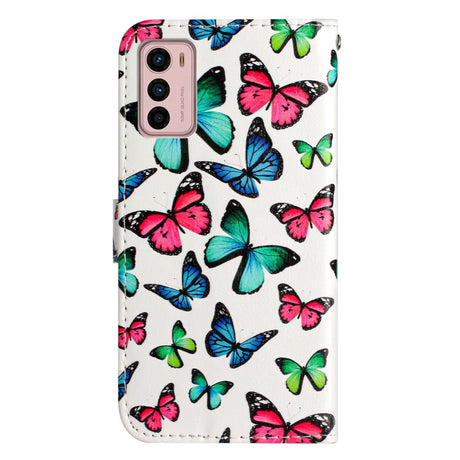 EIDERWOOD Motorola Moto G42 Læder Cover m. Pung og Strop - Farverige Sommerfugle