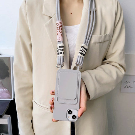 iPhone 14 Fleksibel Plastik Cover m. Kortholder & Strop - Gul