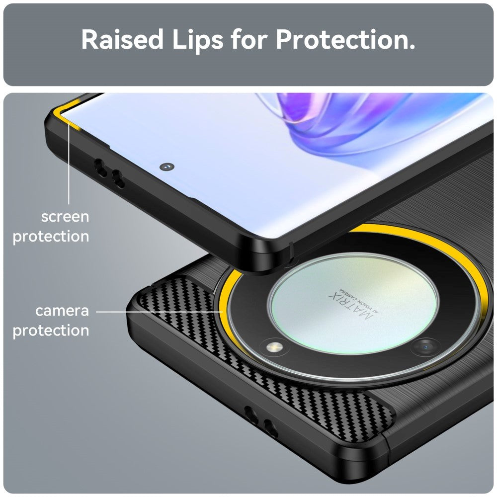 Honor Magic5 Lite Brushed Carbon Cover - Sort