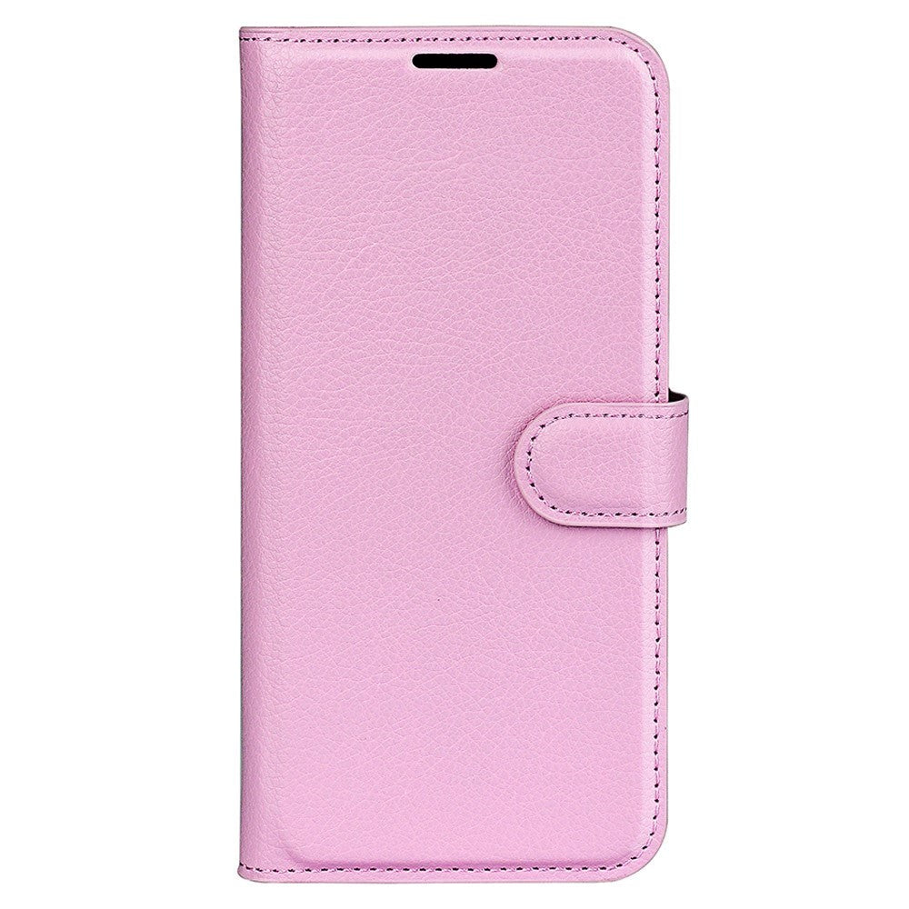Sony Xperia 1 V Litchi Læder Cover m. Pung - Lyserød