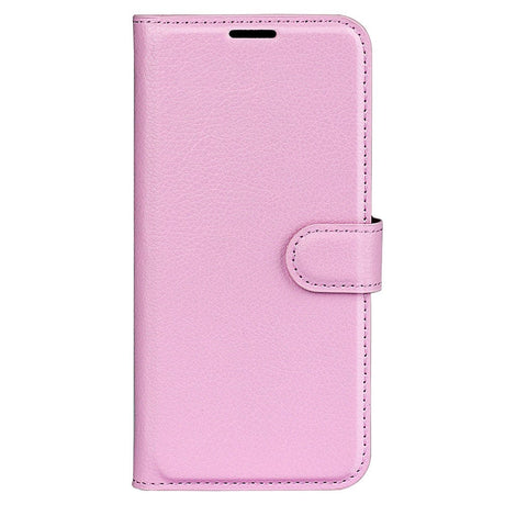 Sony Xperia 1 V Litchi Læder Cover m. Pung - Lyserød