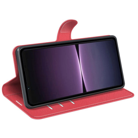 Sony Xperia 1 V Litchi Læder Cover m. Pung - Rød