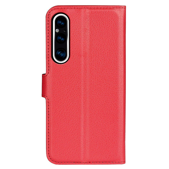 Sony Xperia 1 V Litchi Læder Cover m. Pung - Rød