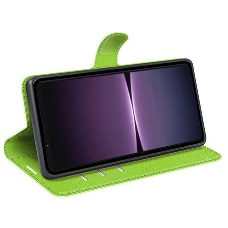 Sony Xperia 1 V Litchi Læder Cover m. Pung - Grøn